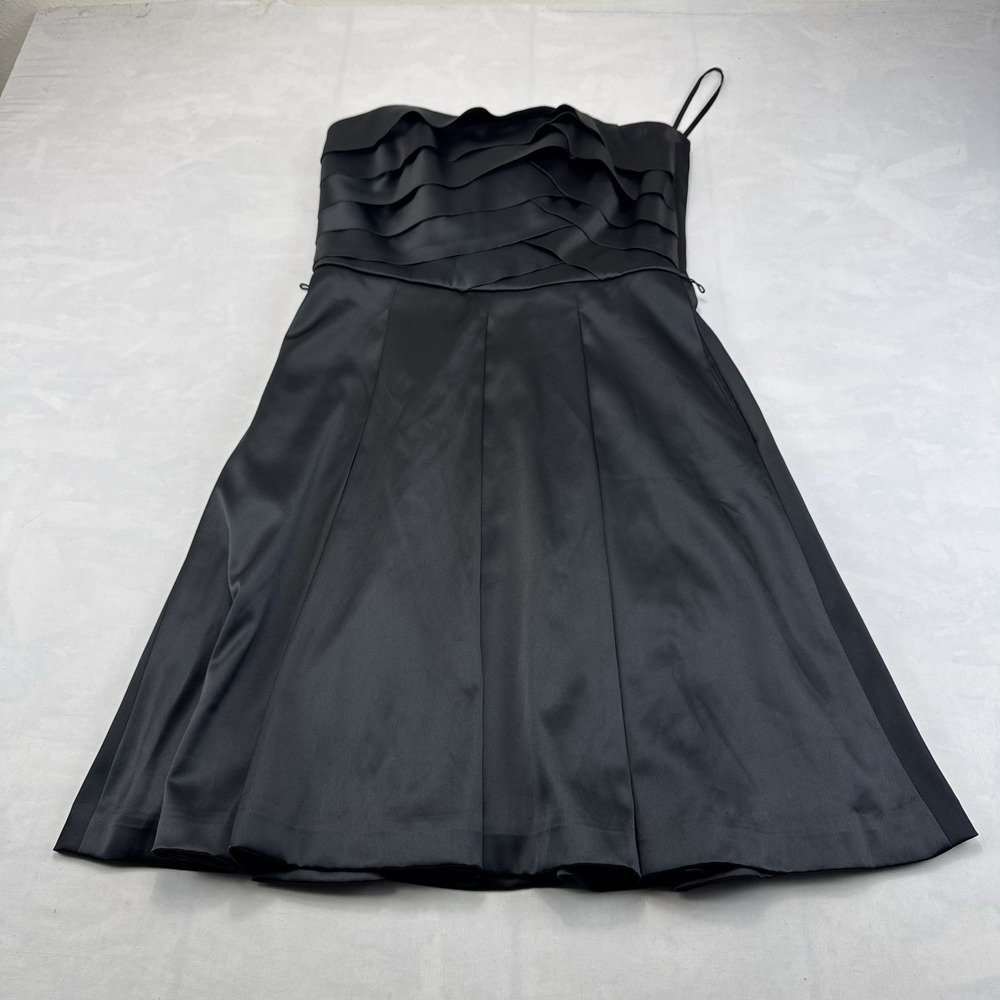 White House Black Market Womens Size 8 Black Strapless Satin Cocktail Dress NWOT